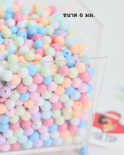 6 mm. Round Beads Assorted Pastel Colors