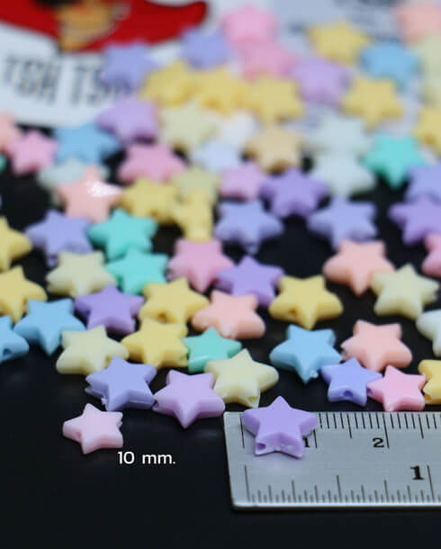 10 mm. Star Beads Assorted Pastel Colors