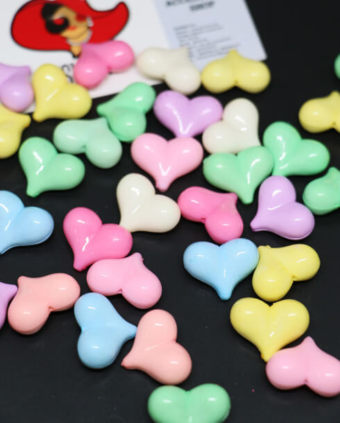 20 mm. Heart Shape Beads Pastel Color