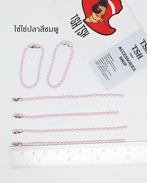 Ball Chain Connector Clasps Metal Chains 10 cm. Pink Color