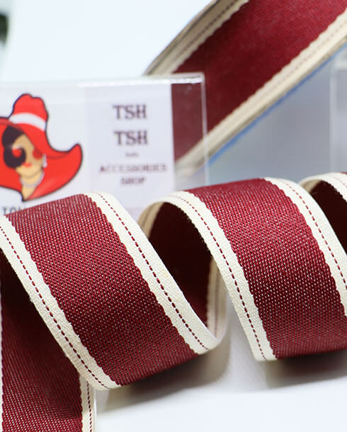 1.5 Inches Stitched Jean Woven Ribbon 25 Yards Red Color