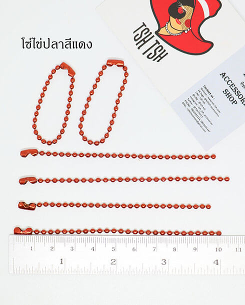 Ball Chain Connector Clasps Metal Chains 10 cm. Red Color