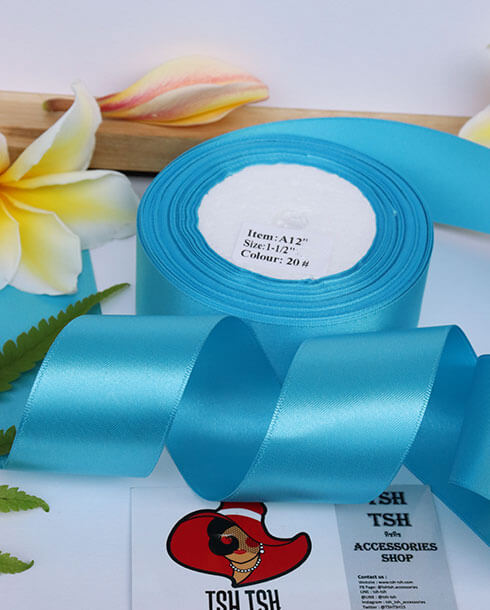 1.5 Inches Satin Ribbon 50 Yards Turquoise Color No.20#