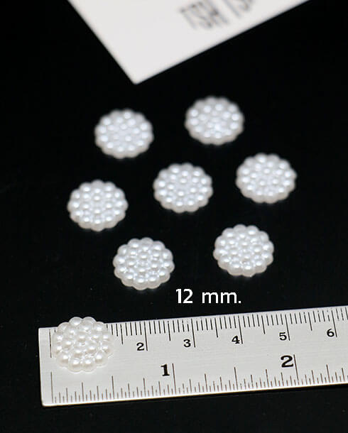 12 mm. Flower Shape Half Round Pearl White Color