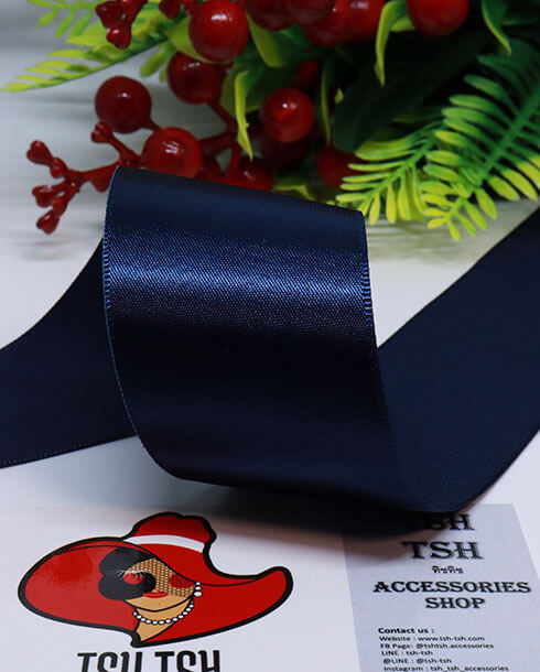 1.5 Inch Silk Ribbon 50 Yards Navy Blue Color 159#