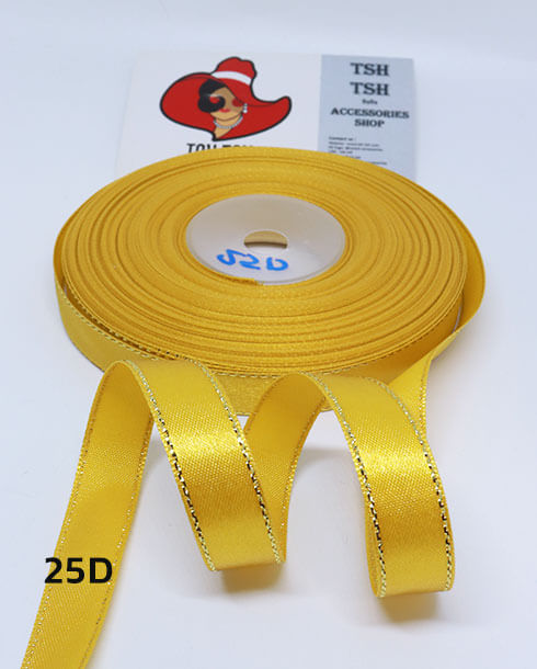 1/2 (13 mm.) Golden Edge Single Face Satin Ribbon 33 Yards Gold Color No.25D
