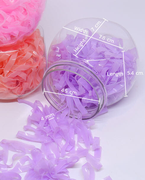 Elastic Rubble Band Large Size Pastel Purple Color Contained in Plastic Bottle