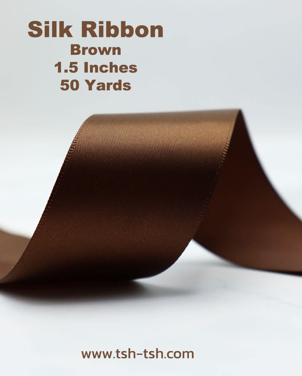 1.5 Inches Silk Ribbon 50 Yards Brown Color No.134#