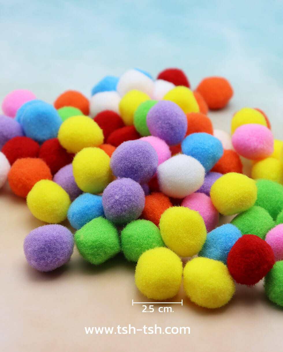 Pom Pom Ball Size 2.5 cm. Mixed Color