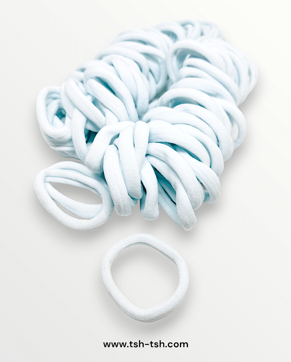 Nylon Elastic Hair Tie Large Size White Color