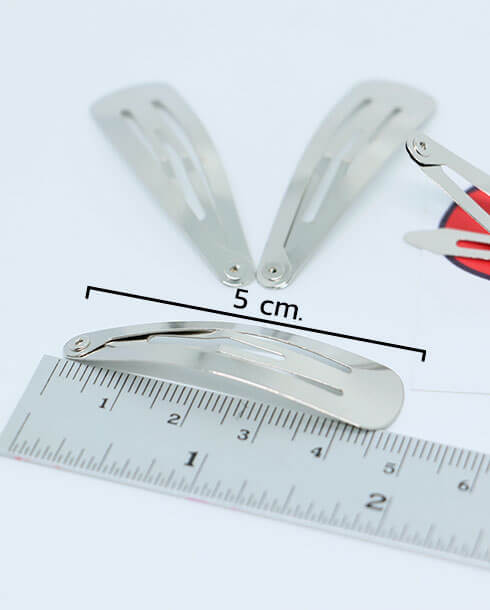 5 cm. Snap Barrette Hair Clip Bow Shape Silver Color