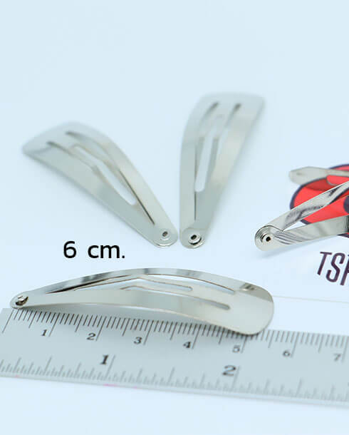 6 cm. Snap Barrette Hair Clip Bow Shape Silver Color
